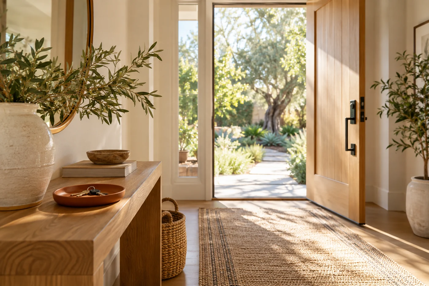 A welcoming entryway with keys resting on a console