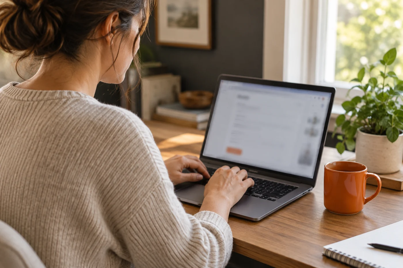 A homeowner sharing cleaning needs on a laptop